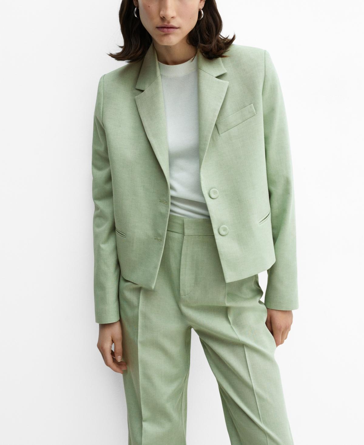 MANGO - Cropped blazer with buttons pastel greenWomen Product Image