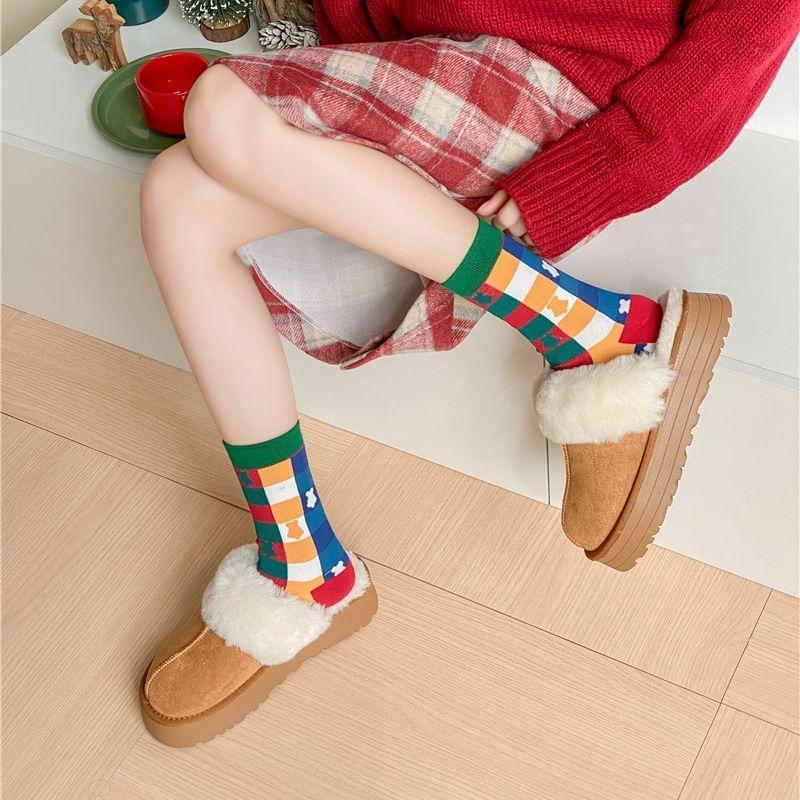 Set of 3 Pairs: Christmas Cartoon Print Socks Product Image