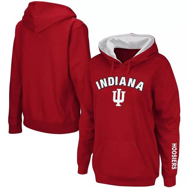 Womens Crimson Indiana Hoosiers Arch & Logo 1 Pullover Hoodie Product Image