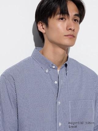 Mens Broadcloth Shirt Checked Blue Small UNIQLO US Product Image