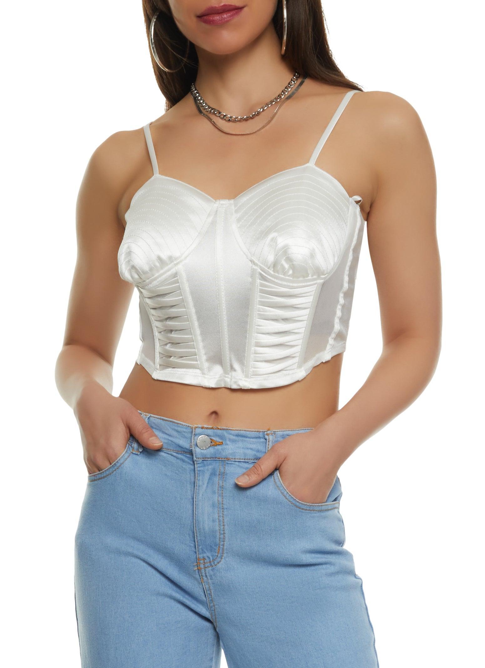 Womens Mesh Detail Crop Bustier Top Product Image