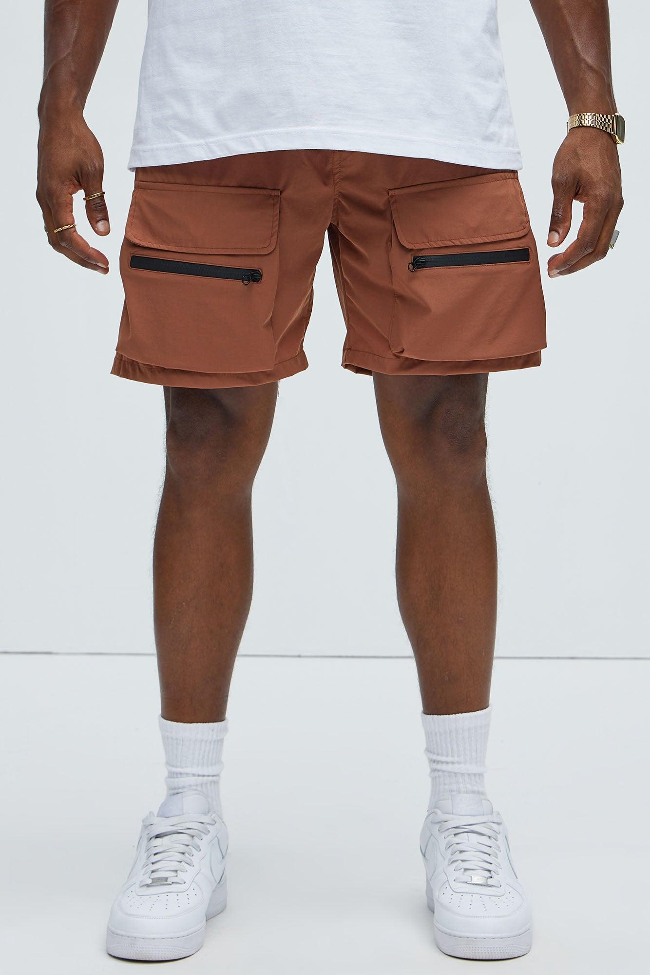 Come Up Nylon Cargo Shorts - Brown Product Image