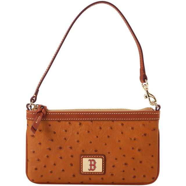 Dooney & Bourke Womens MLB Red Sox Large Slim Coated Cotton Wristlet in Caramel Product Image