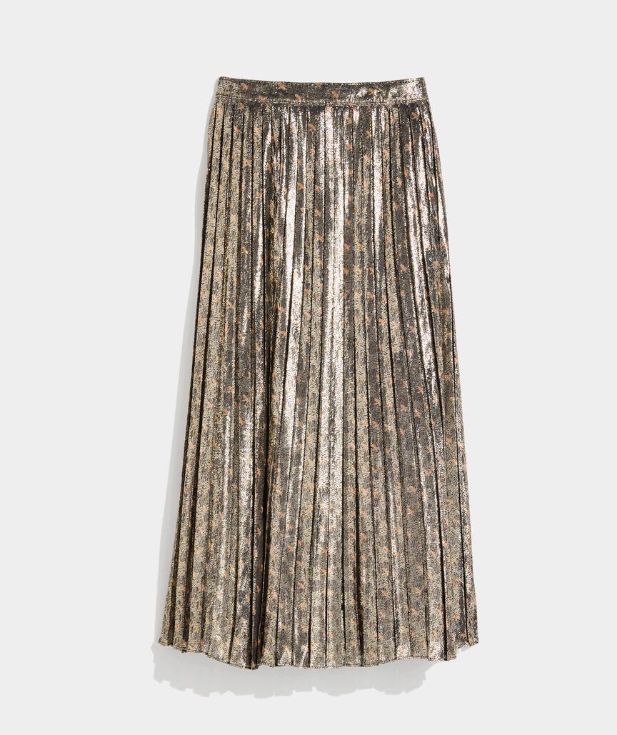 Metallic Pleated Midi Skirt Product Image