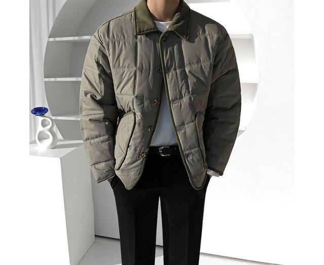 Collared Button-Up Padded Jacket Product Image