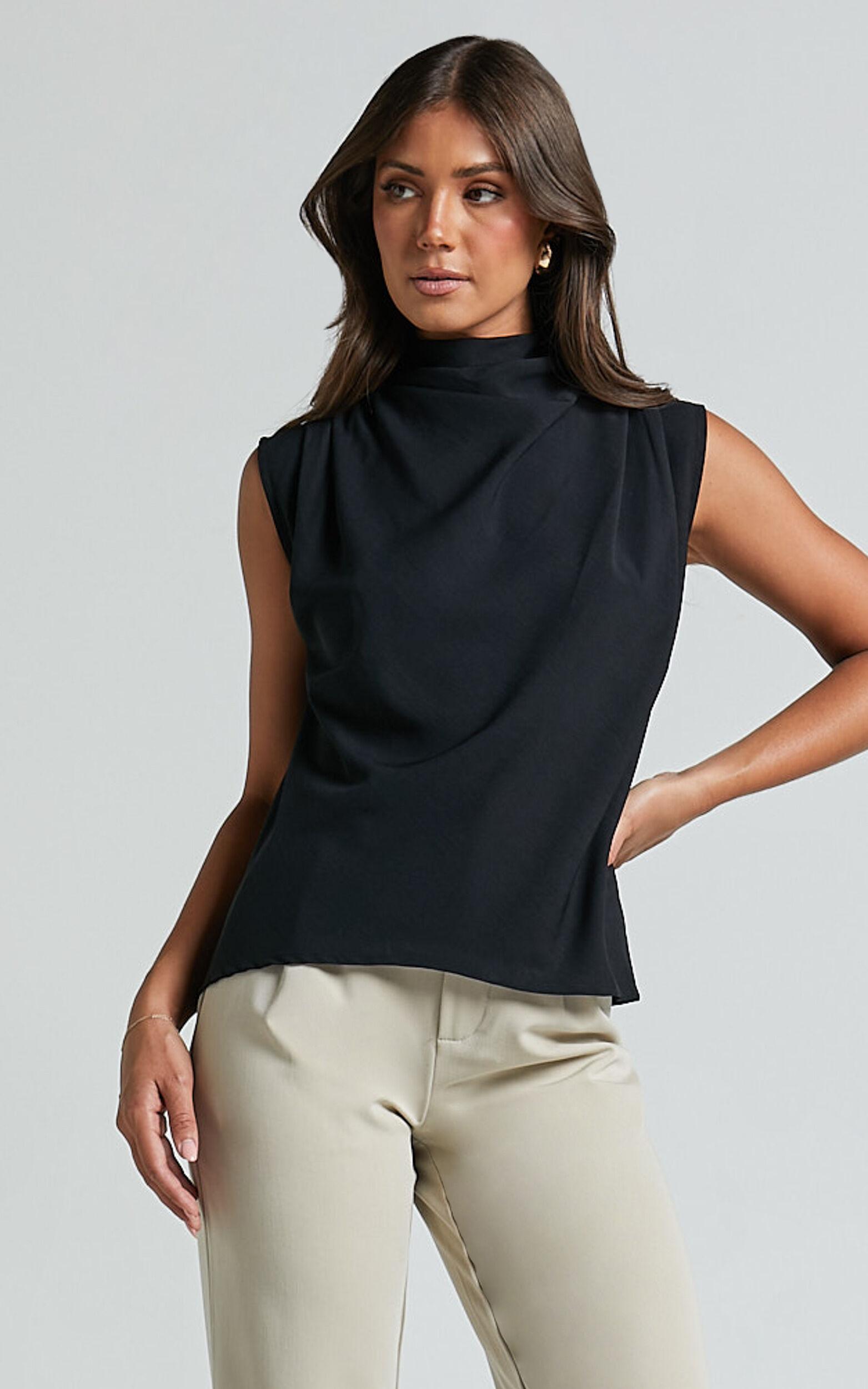 Arianae Top - High Neck Top in Black Product Image