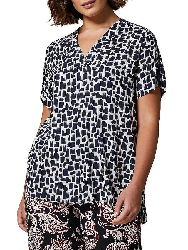 Womens Plus Size Prisma Printed Short-Sleeve Top Product Image