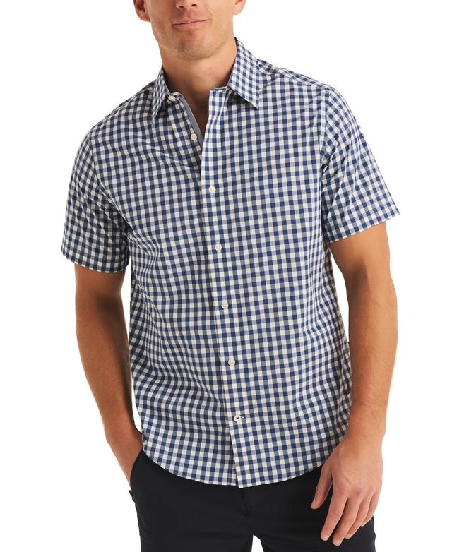 Nautica Mens Slim Fit Navtech Check Short Sleeve Button-Front Shirt Product Image