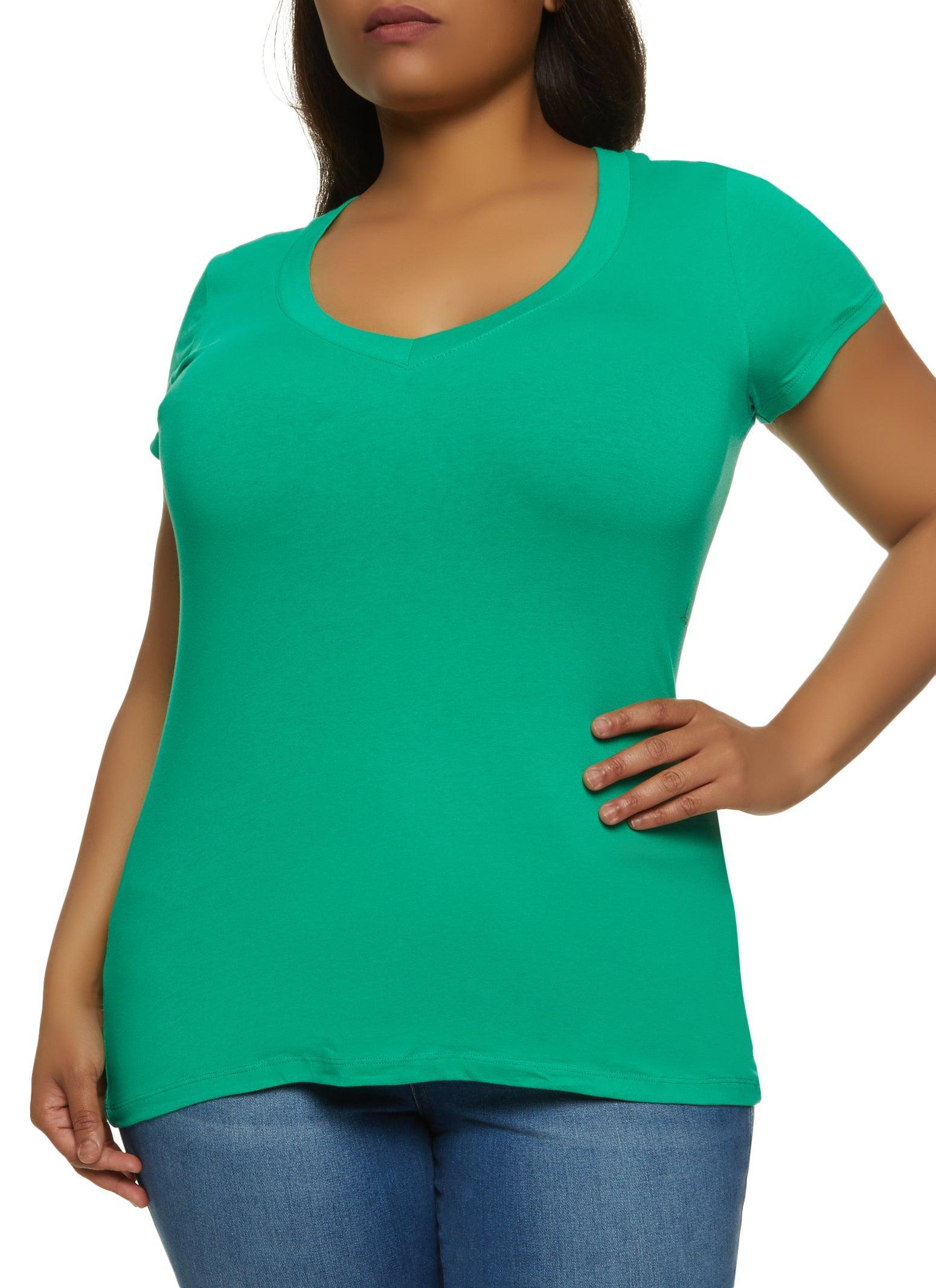 Womens Plus Size V Neck Tee Product Image