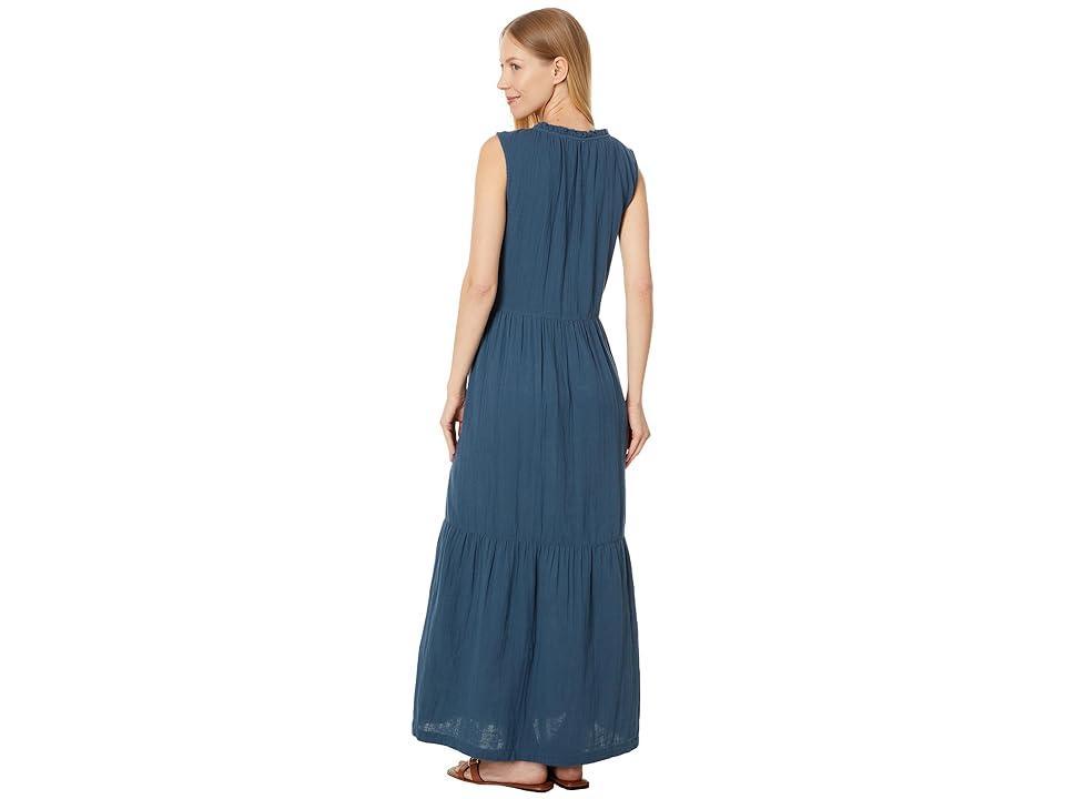 PACT Coastal Double Gauze Ruffle Maxi Dress (French ) Women's Dress Product Image