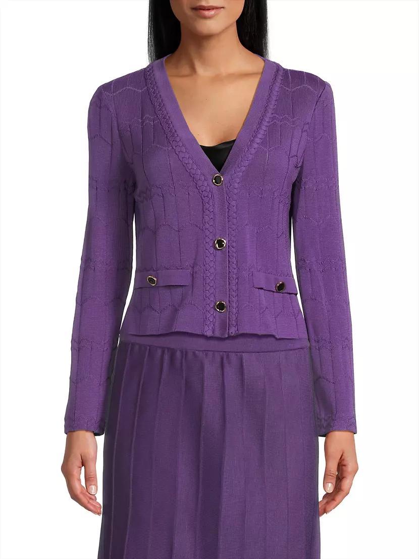 Braided Knit V-neck Cardigan Product Image