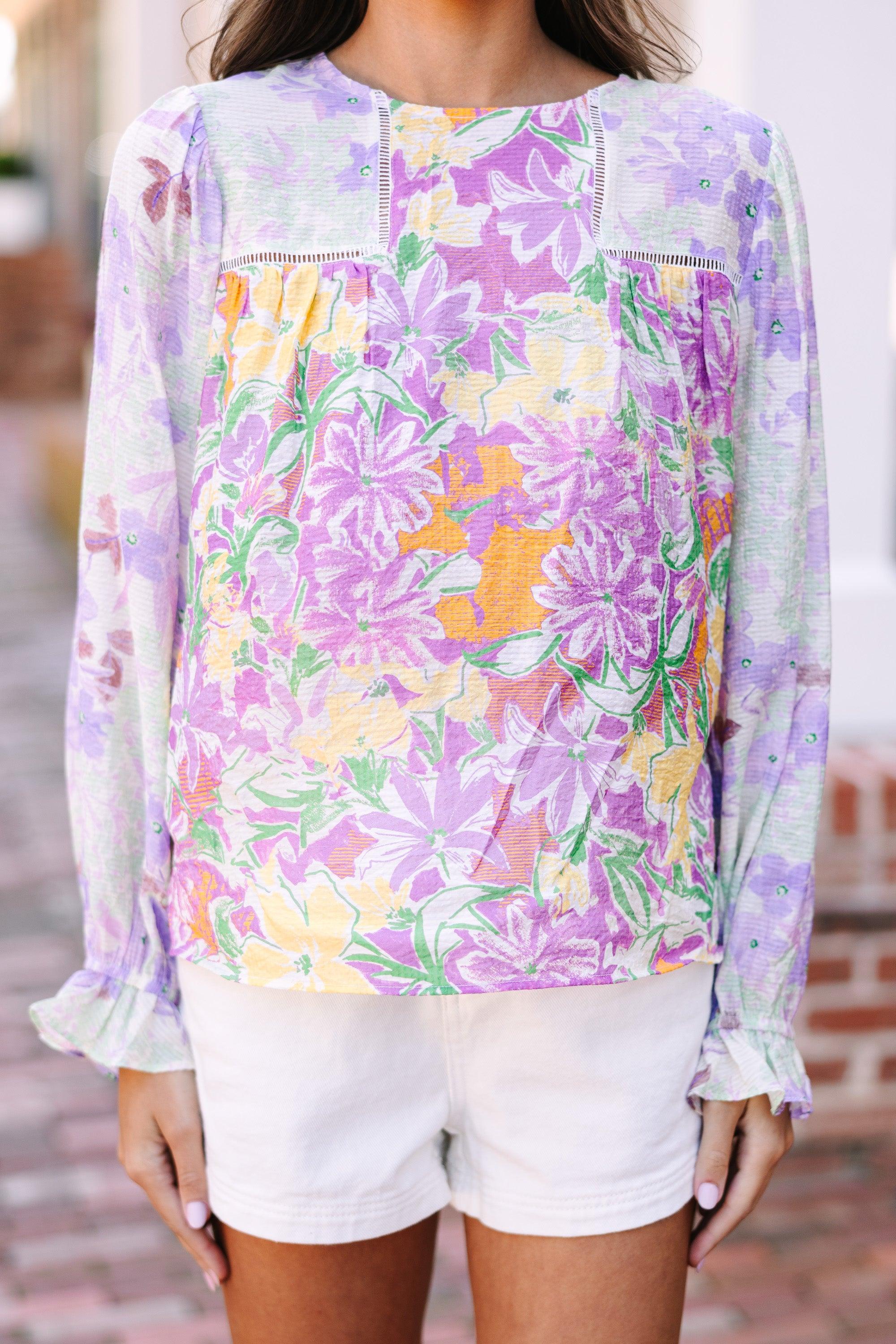 All About It Lavender Purple Floral Blouse Female Product Image