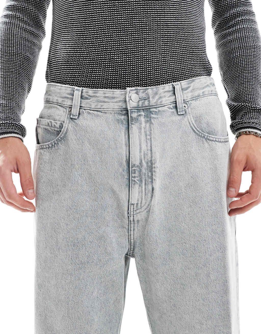 Pull&Bear baggy fit jeans in gray Product Image