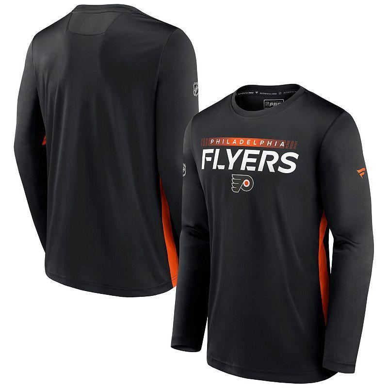 Mens Fanatics Branded Black Philadelphia Flyers Authentic Pro Rink Performance Long Sleeve T-Shirt Product Image