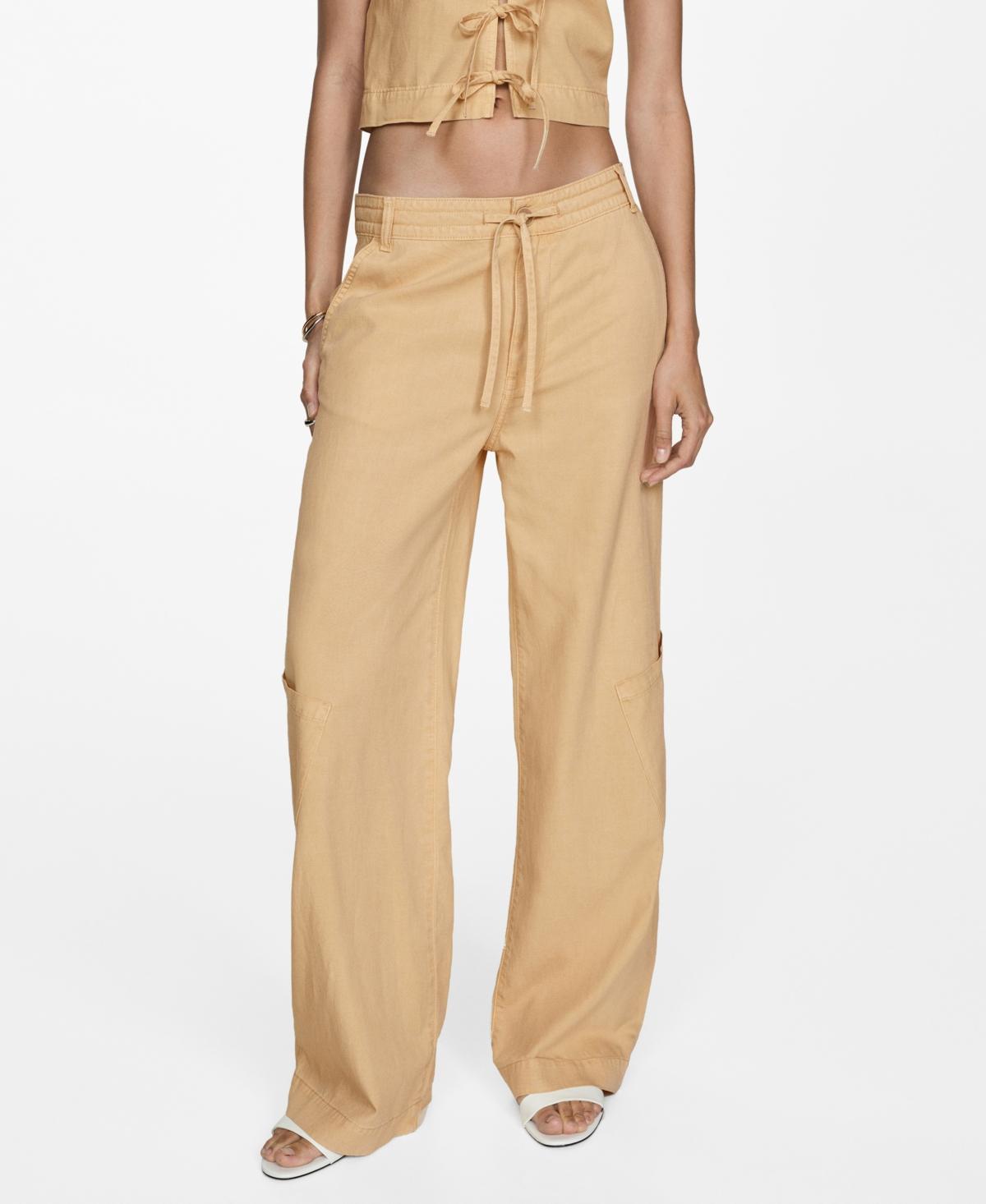 Mango Womens Wide Leg Lyocell Pants Product Image