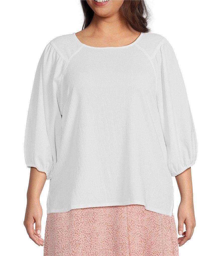 Vince Camuto Plus Size 3/4 Sleeve Crew Neck Textured Blouse product image