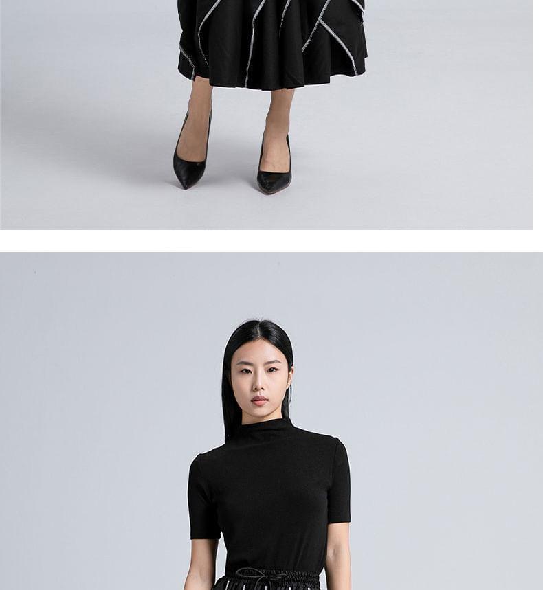 Drawstring Waist Contrast Stitched Cropped Culottes Product Image