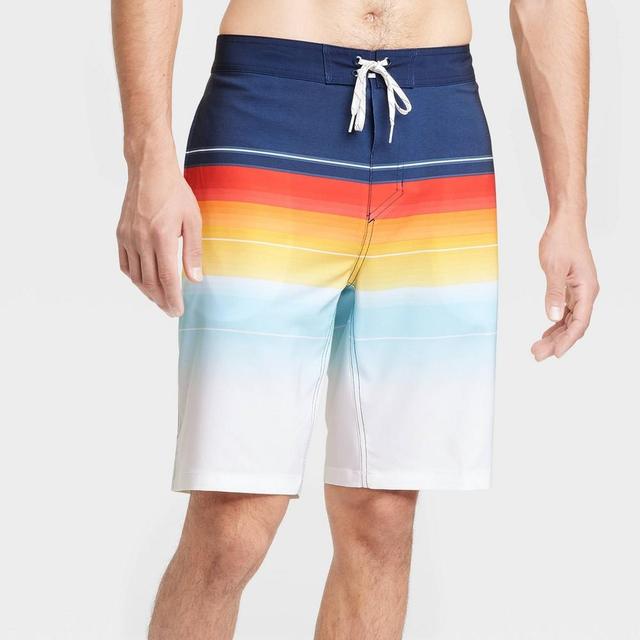 Mens 10 Sunset Striped Swim Shorts - Goodfellow & Co Orange 30 Product Image