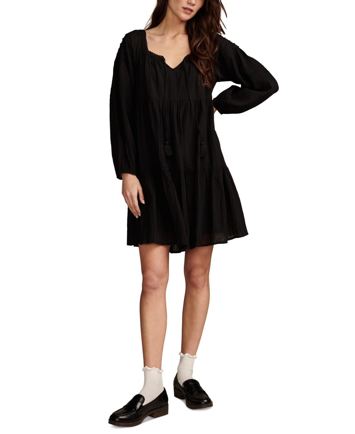 Lucky Brand Embroidered Tiered Long Sleeve Mini Women's Dress Product Image