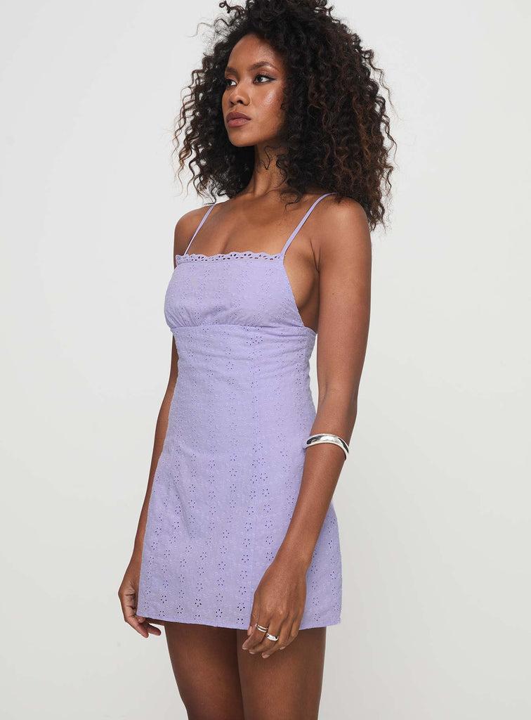 Ebullient Lace Mini Dress Lilac Product Image