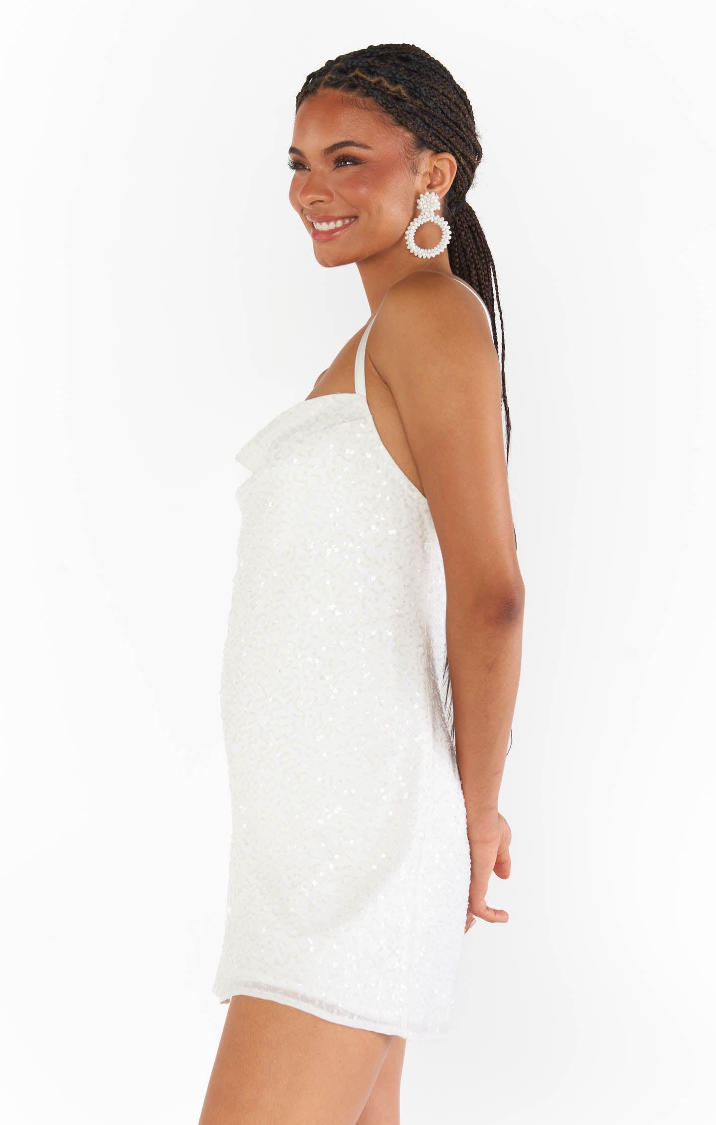 Suzanna Slip Dress ~ White Sequins Product Image