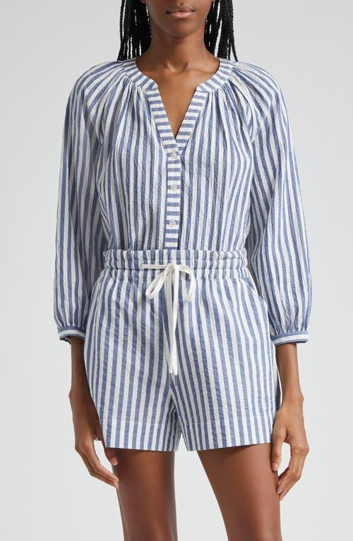 VERONICA BEARD Judith Top In Blue White Product Image