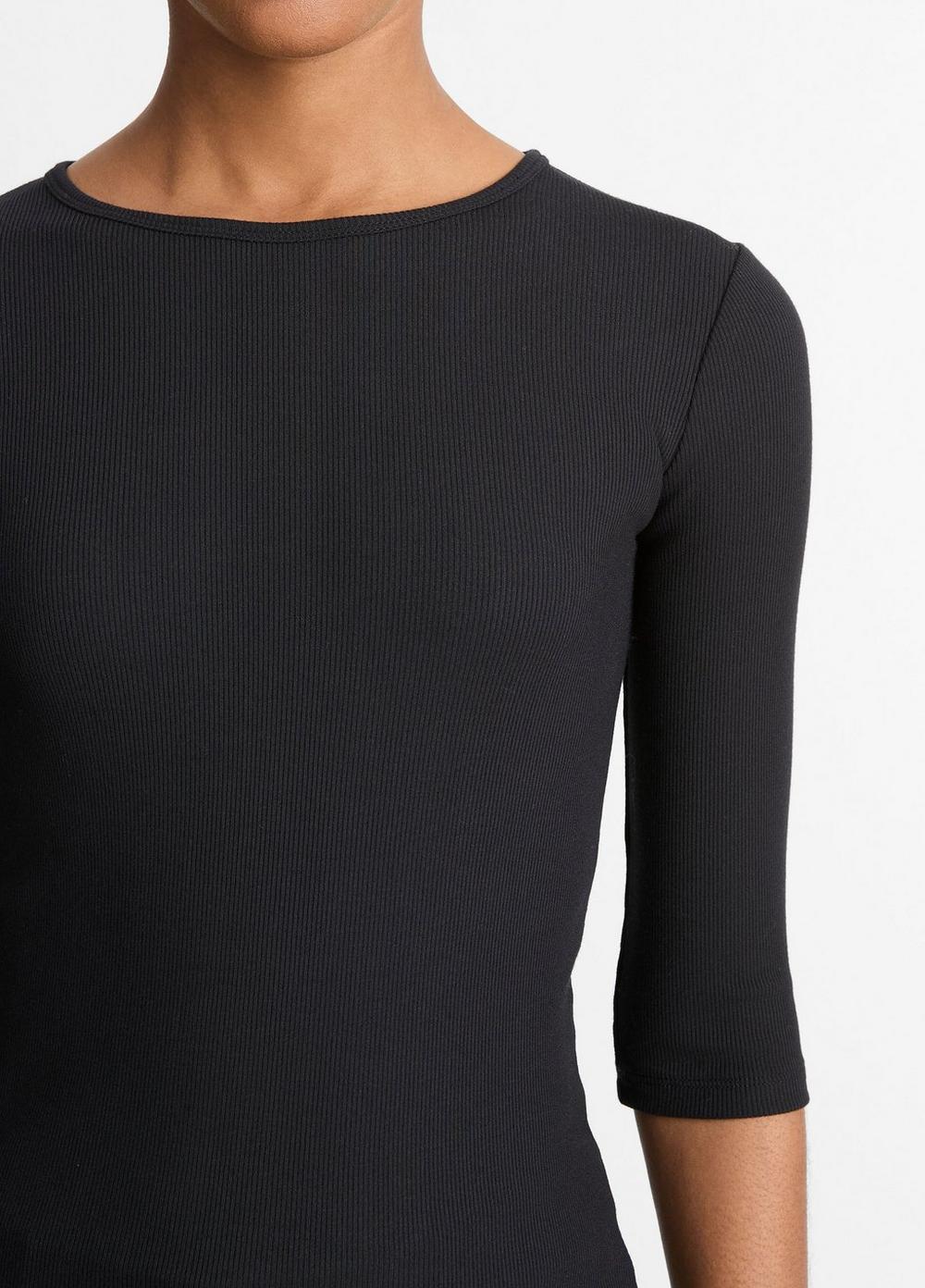 Womens Elbow-Sleeve Crew Neck T-Shirt, Black, Size XS Vince Product Image