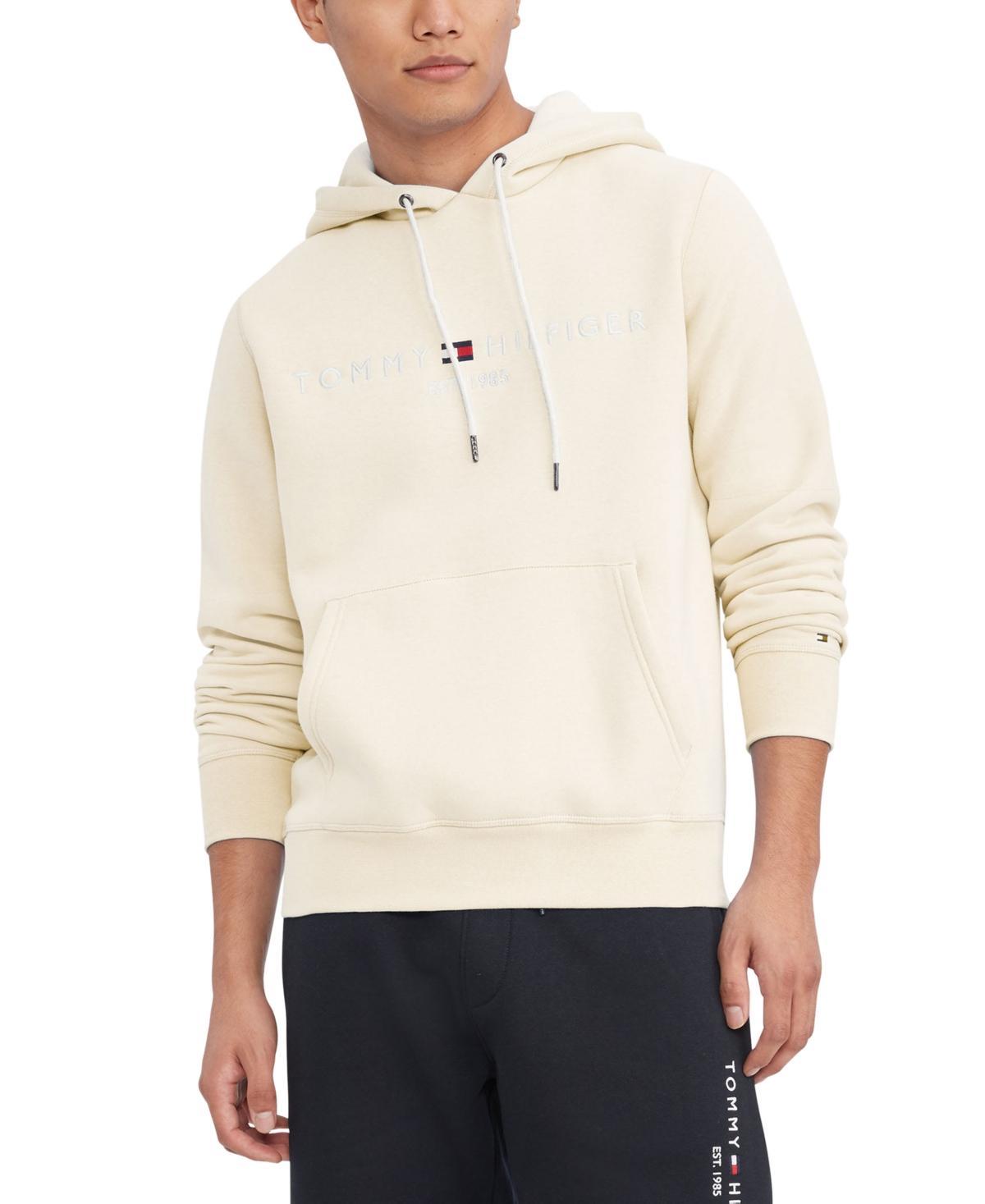 Mens Tommy Hilfiger Embroidered Logo Hoodie Cloud Grey Product Image