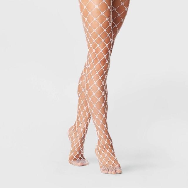 Womens Open Fishnet Tights - A New Day White L/XL Product Image