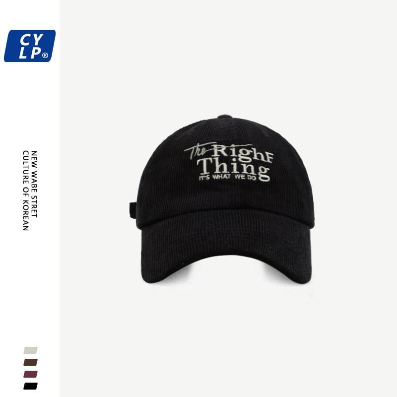 Lettering Embroidered Corduroy Baseball Cap Product Image