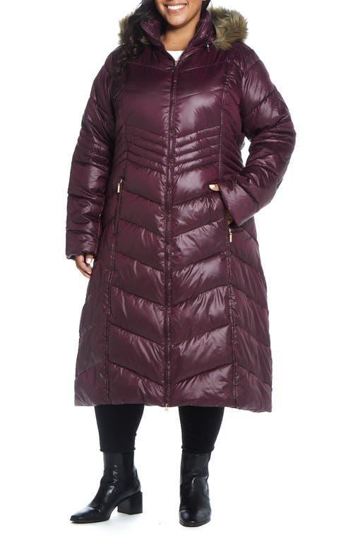 Gallery Hooded Maxi Puffer Coat with Faux Fur Trim Product Image