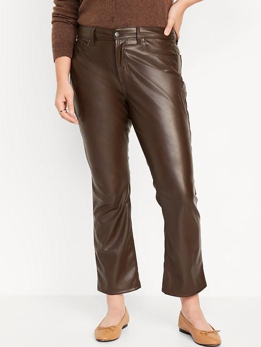 High-Waisted Faux-Leather Boot-Cut Ankle Pants Product Image