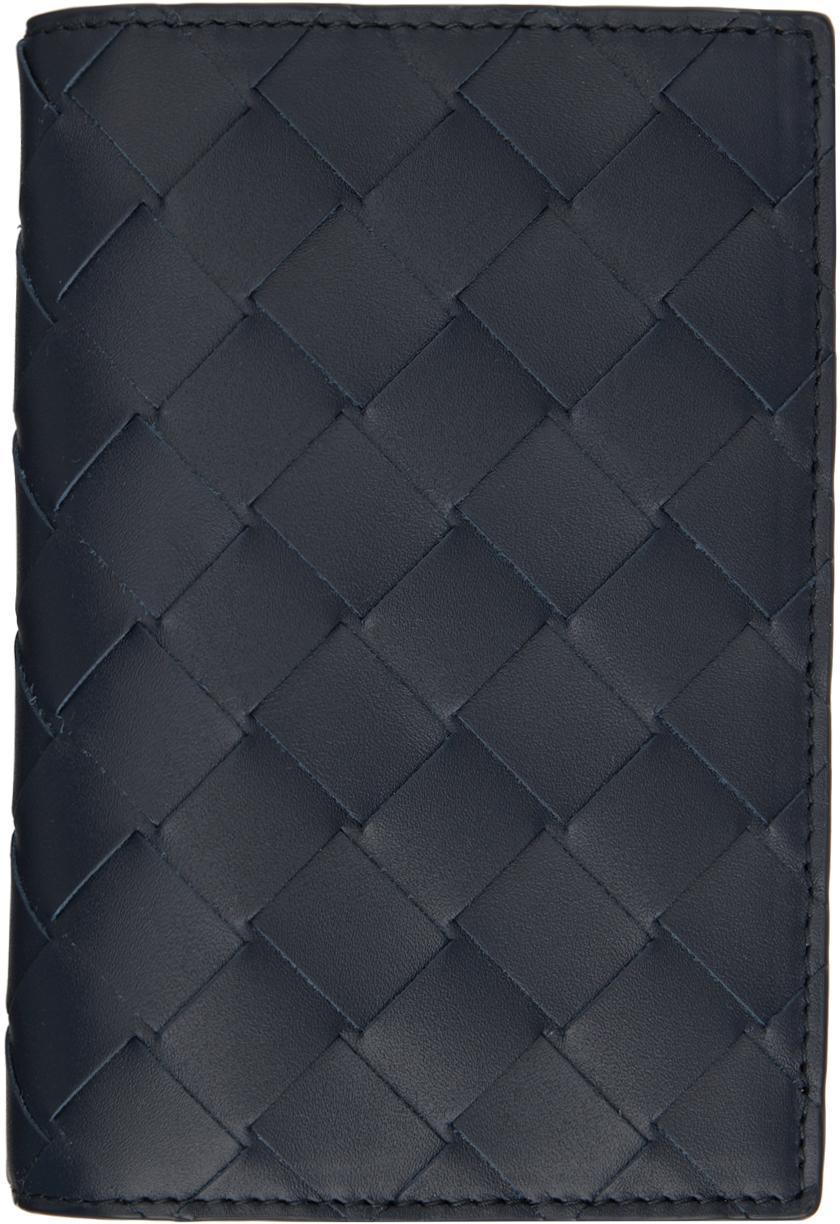 BOTTEGA VENETA Navy Intrecciato Passport Holder In Space/new Sauge Product Image