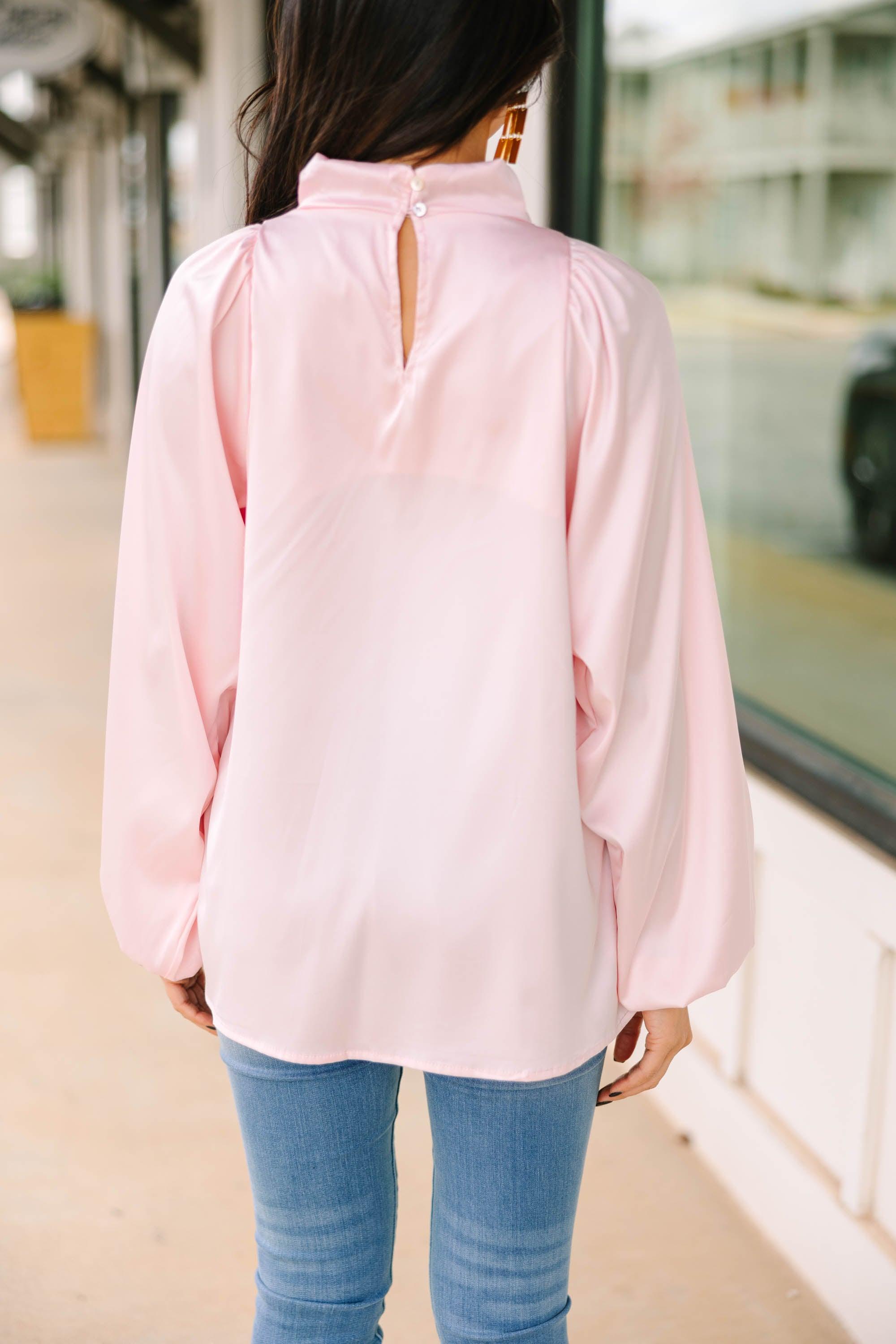 Embrace The Joy Blush Pink Satin Blouse Female Product Image