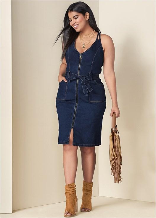 Denim Dress With Zipper Product Image