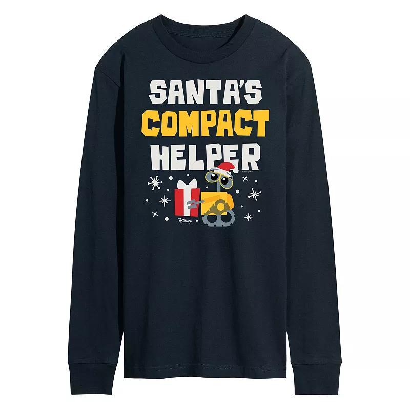 Disney / Pixars WALL-E Mens Santas Compact Helper Long Sleeve Graphic Tee Blue Product Image