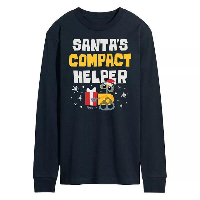 Disney / Pixars WALL-E Mens Santas Compact Helper Long Sleeve Graphic Tee Blue Product Image