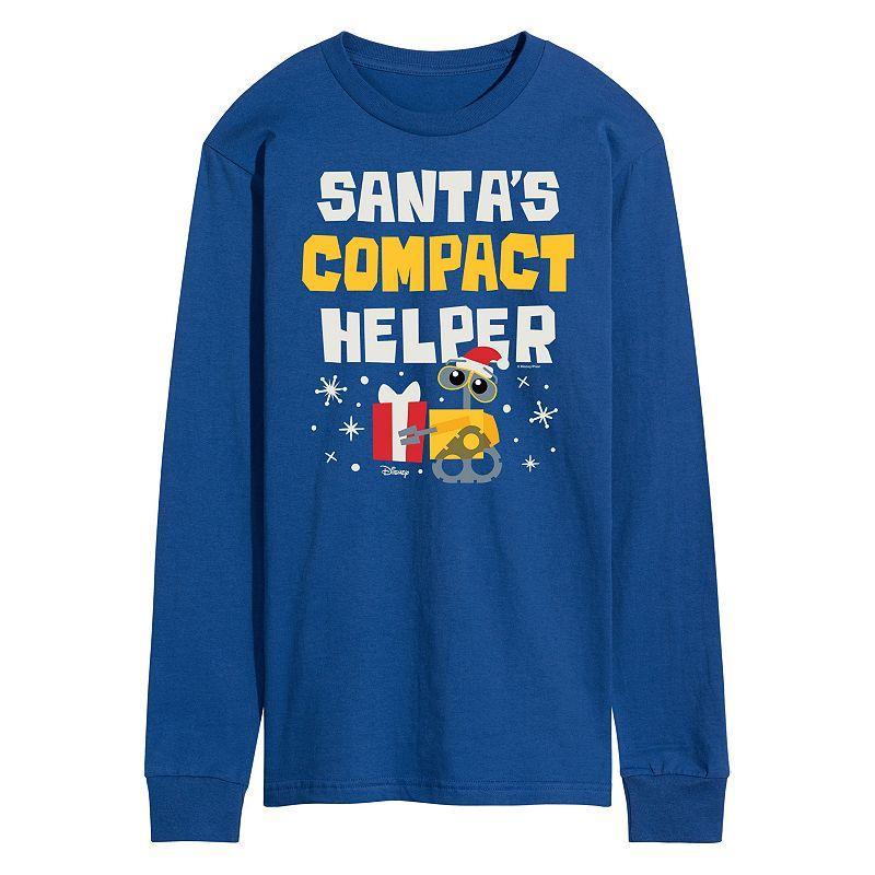 Disney / Pixars WALL-E Mens Santas Compact Helper Long Sleeve Graphic Tee Blue Product Image