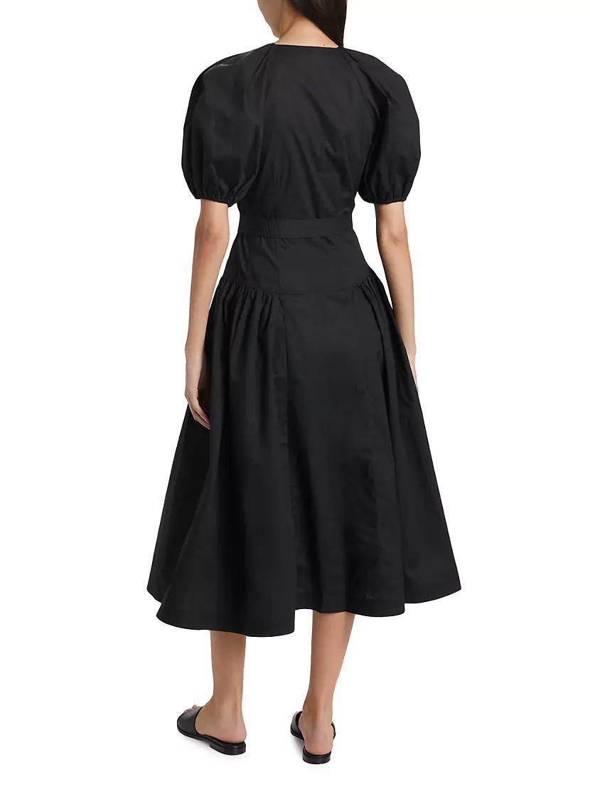 Carina Cotton Puff-Sleeve Midi-Dress Product Image