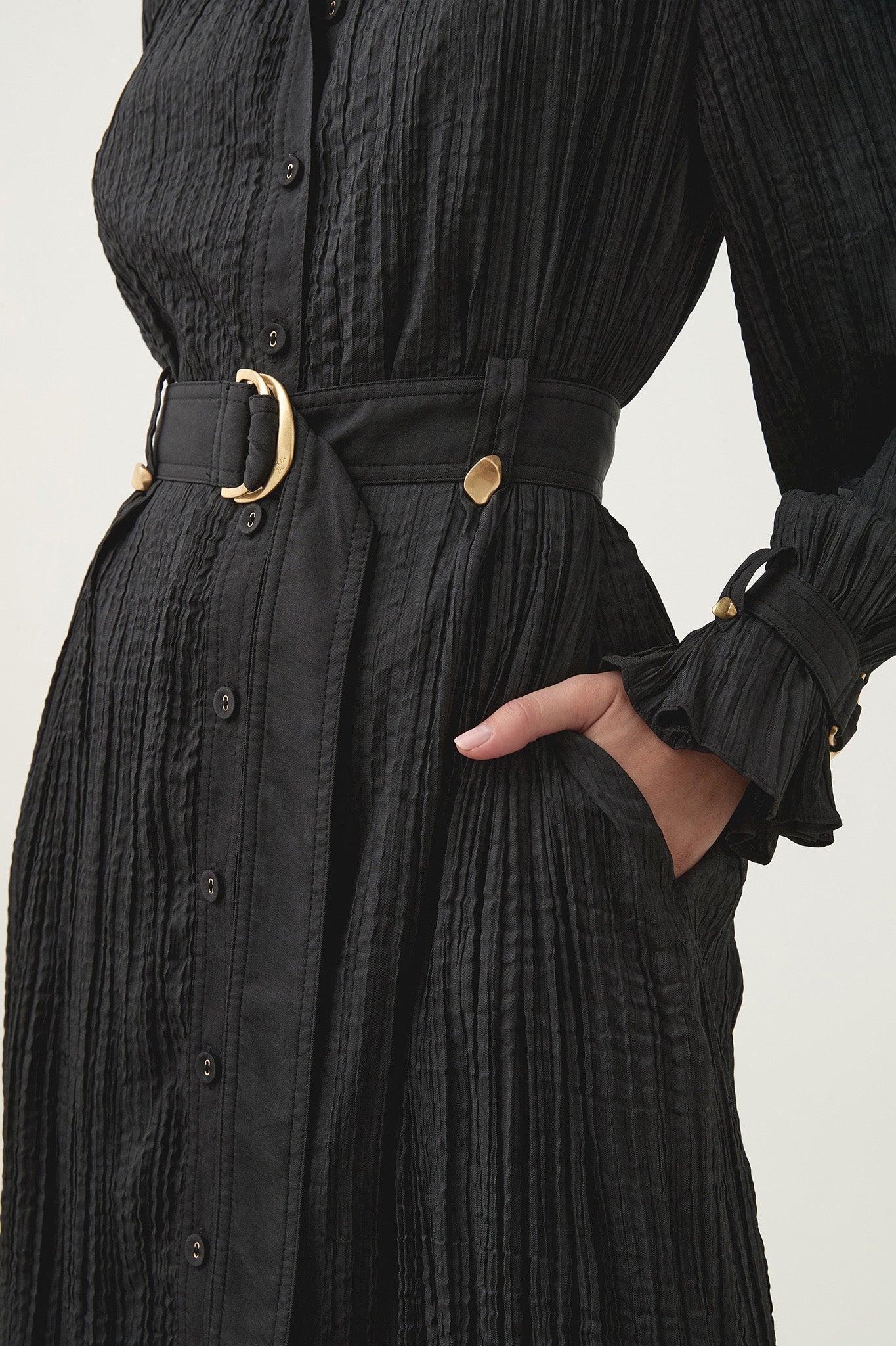 Bays Crushed Pleat Midi Dress Product Image