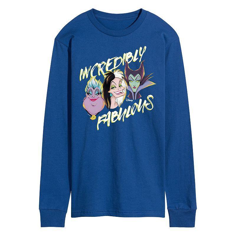 Disney Villains Mens Incredibly Fabulous Long Sleeve Graphic Tee Blue Product Image