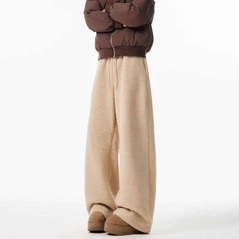 High Rise Plain Fleece Wide Leg Sweatpants Product Image