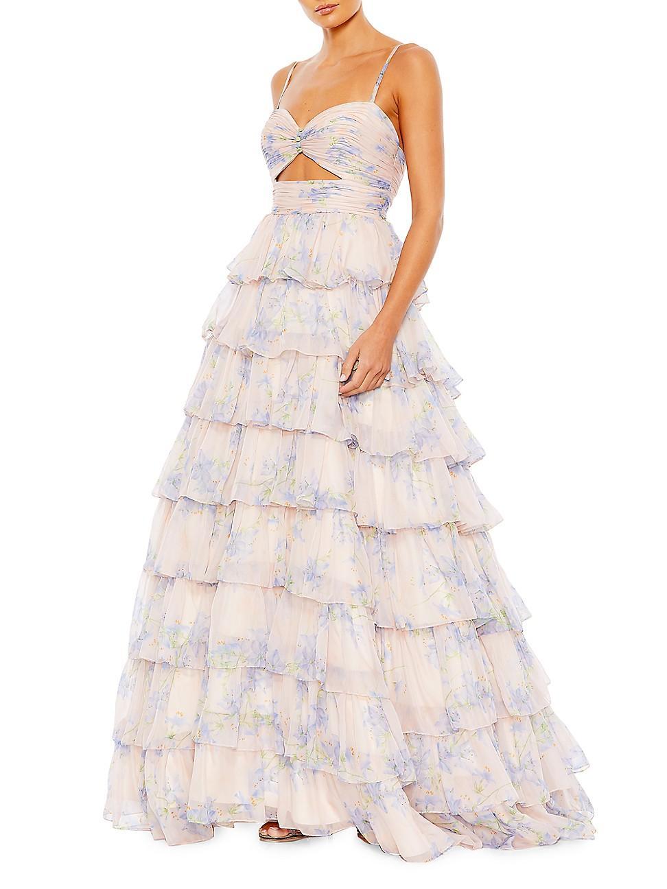 Womens Ieena Floral Chiffon Ballgown Product Image