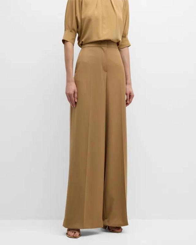 Senna Virgin Wool Wide Leg Pants In Brown Product Image