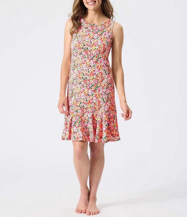 Tommy Bahama Island Cays Floral Print Plumeria Swim Cover-Up Spa Sleeveless Sheath Dress Product Image