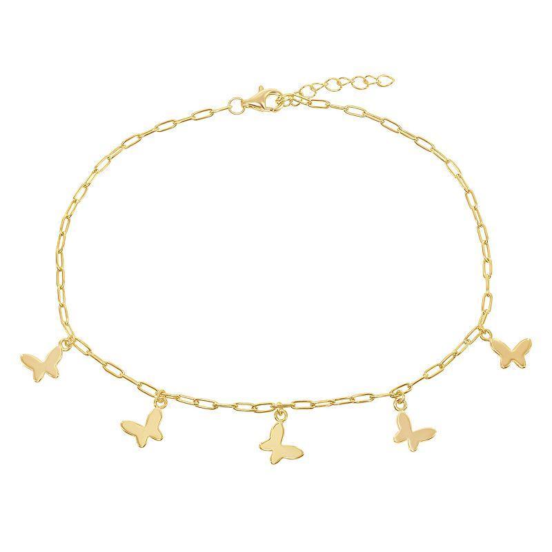 14k Gold Over Sterling Silver Charm Anklet, Womens Starburst Product Image