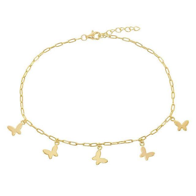 14k Gold Over Sterling Silver Charm Anklet, Womens Starburst Product Image