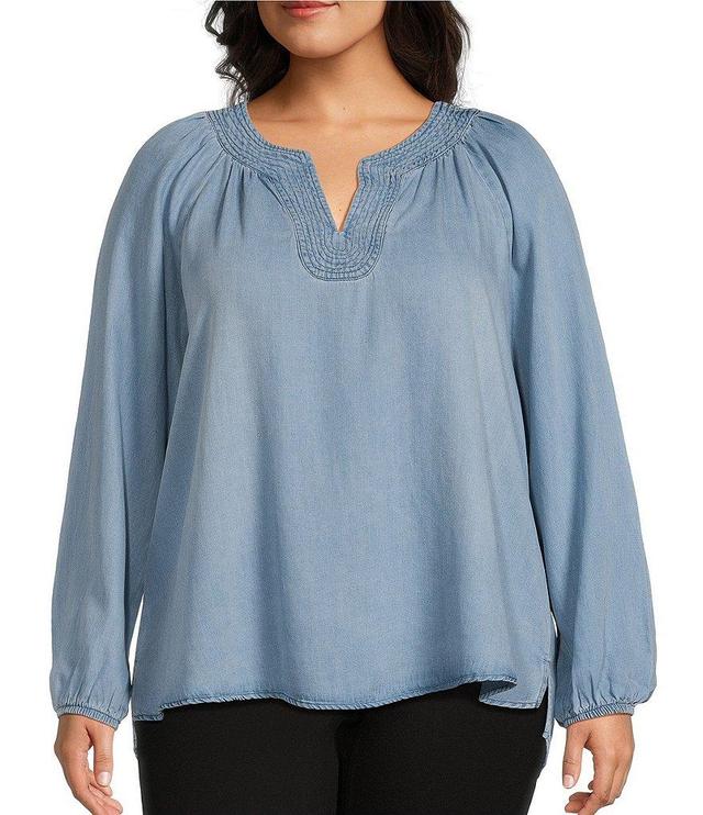 Westbound Plus Size Long Sleeve V-Neck Embroidered Top Product Image