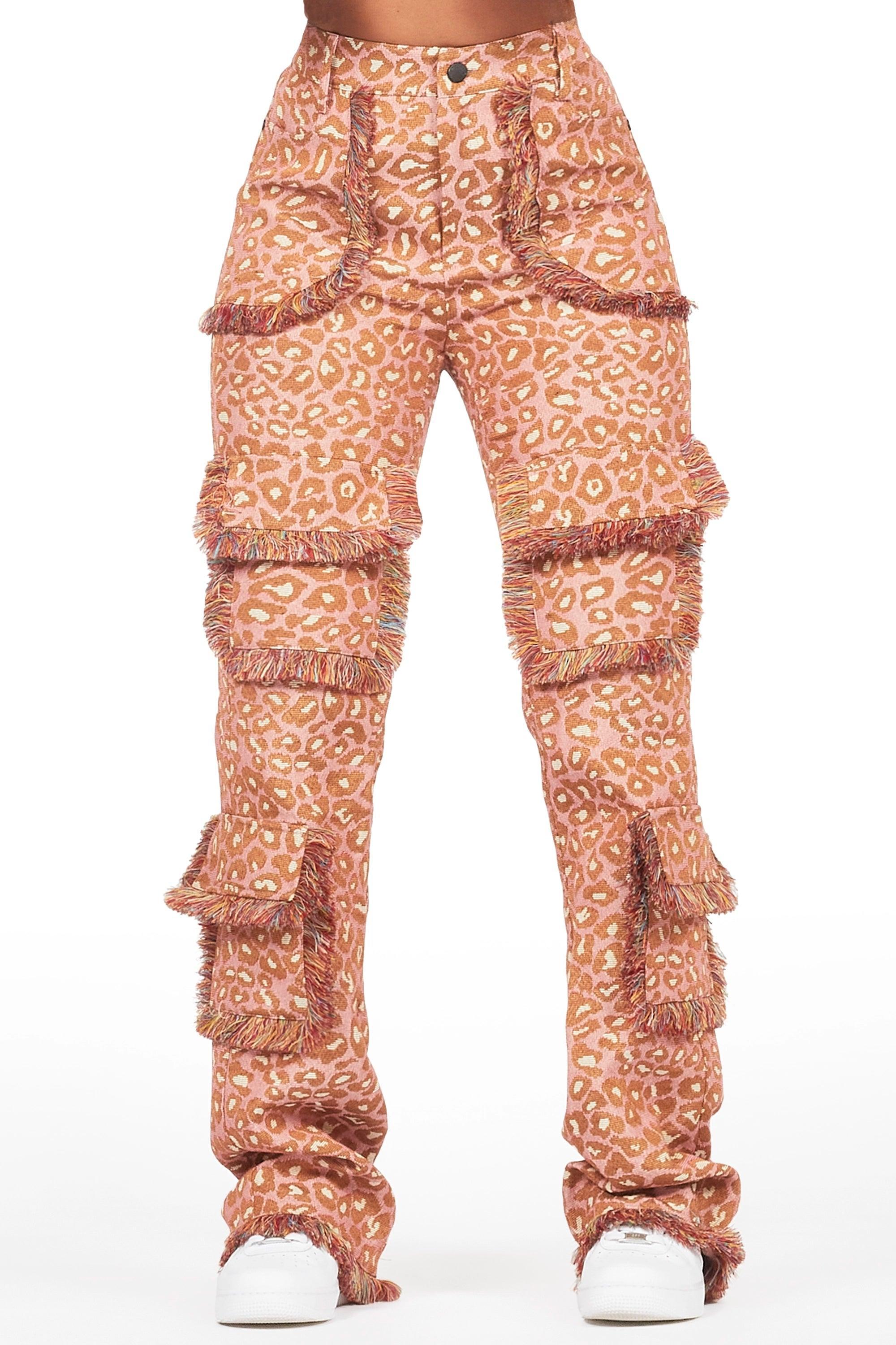 Jelissa Pink Cheetah Tapestry Stacked Pant Female Product Image