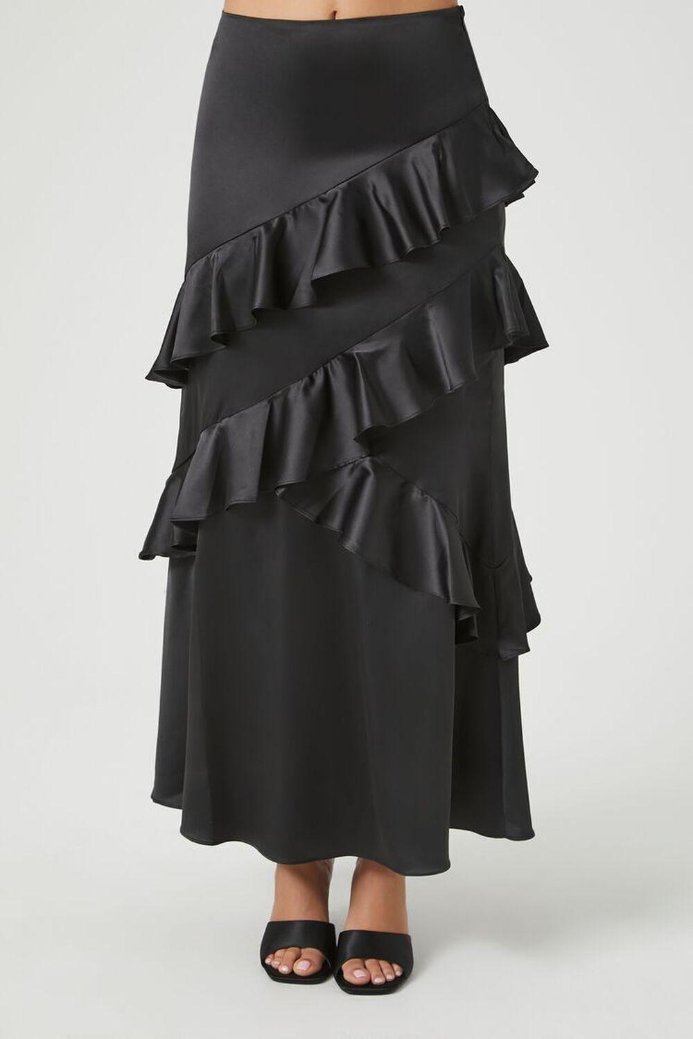 Chiffon Ruffle-Trim Maxi Skirt | Forever 21 Product Image